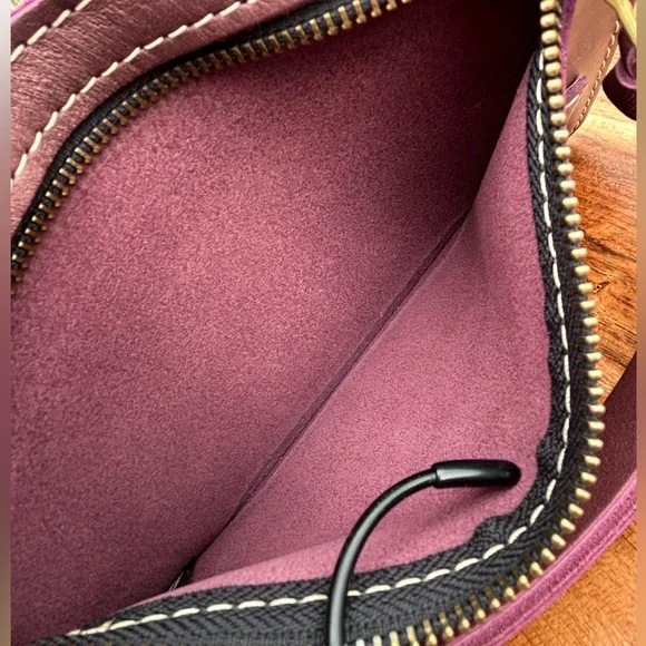 Portland Leather Goods Large Wristlet Clutch Metallic Wine Full-Grain Leather - Picture 5 of 8